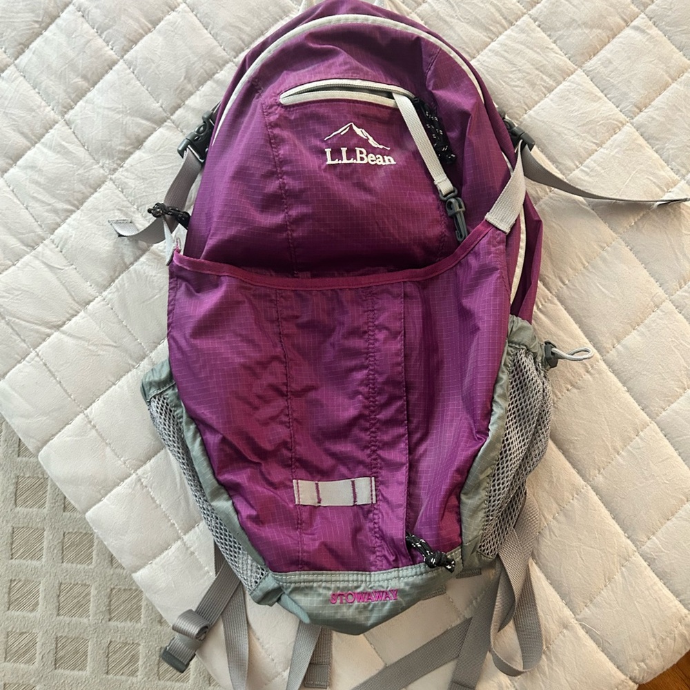 L.L.Bean Plum Backpack with Gray Accents